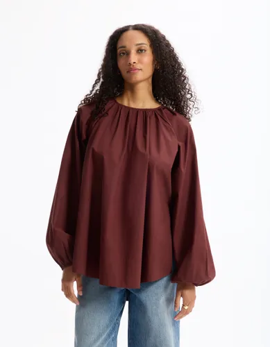 Blouse oversize en coton - marron - celio - Modalova