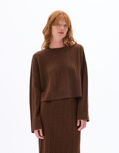 Pull coupe carrée en maille torsadée - marron - celio - Modalova