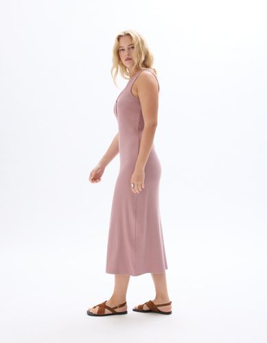 Robe longue côtelée en coton - violet - celio - Modalova