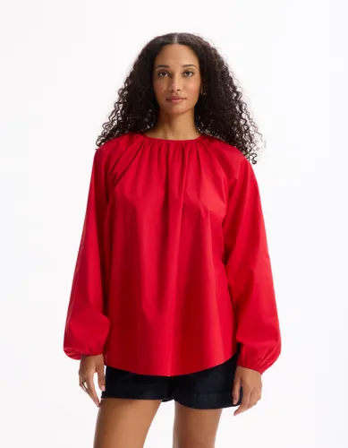 Blouse oversize en coton - rouge - celio - Modalova
