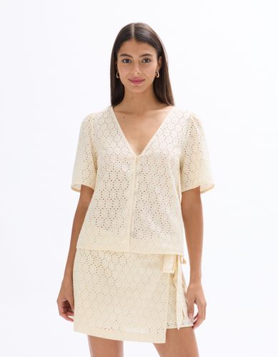 Blouse boutonnée en broderie anglaise - celio - Modalova