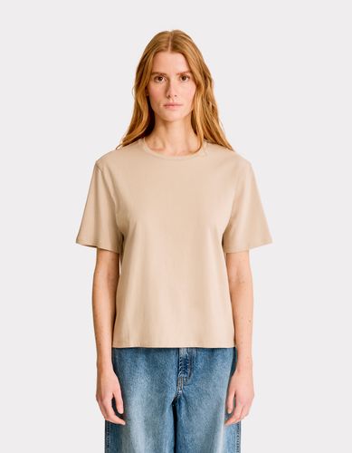 T-shirt en coton biologique col rond - beige - celio - Modalova