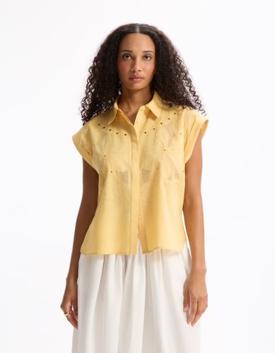 Chemisier sans manche brodé - jaune - celio - Modalova