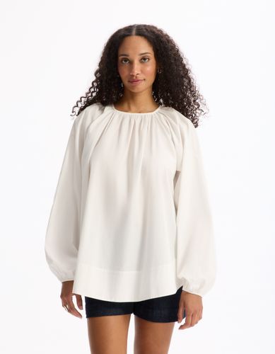Blouse oversize en coton - blanc - celio - Modalova