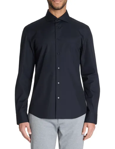 Chemise slim unie en coton - noir - camaieu - Modalova
