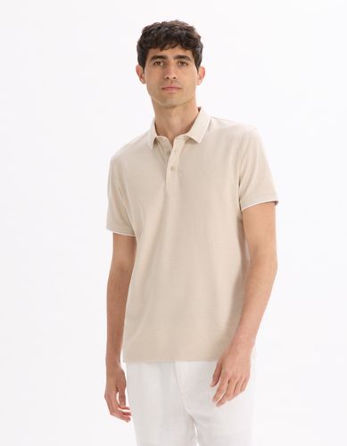 Polo regular coton mélangé - beige - camaieu - Modalova