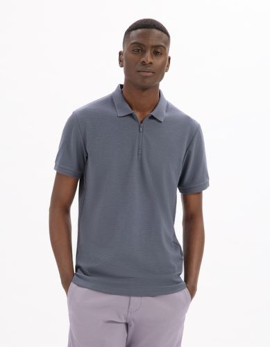 Polo slim coton mélangé - bleu - camaieu - Modalova