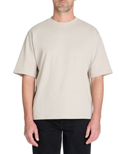 T-shirt oversize col rond - beige - camaieu - Modalova