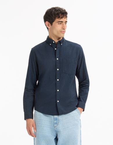 Chemise regular 100% coton oxford - bleu - camaieu - Modalova
