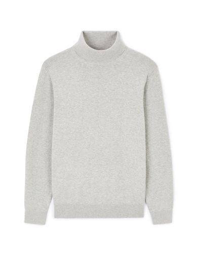 Pull col roulé 100% coton - gris chiné - camaieu - Modalova