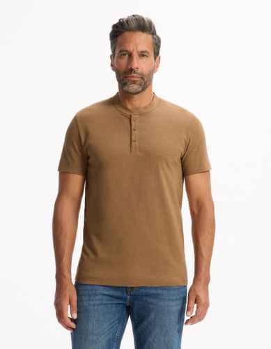 T-shirt straight col tunisien 100% coton - marron - camaieu - Modalova