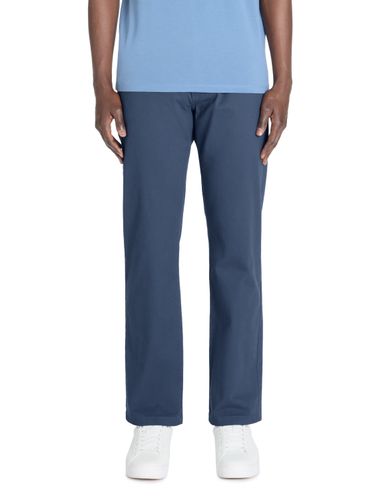 Pantalon chino straight en coton stretch - bleu - camaieu - Modalova