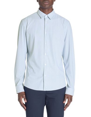 Chemise slim rayée à col français stretch - bleu - camaieu - Modalova