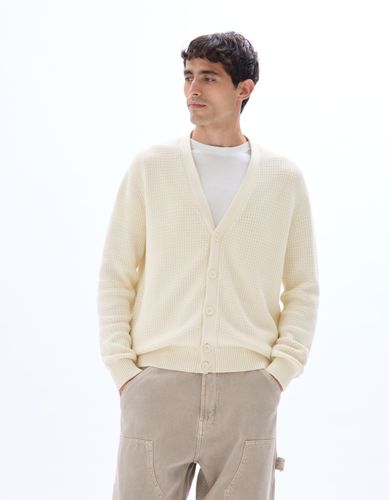 Cardigan en maille fantaisie 100% coton - écru - camaieu - Modalova