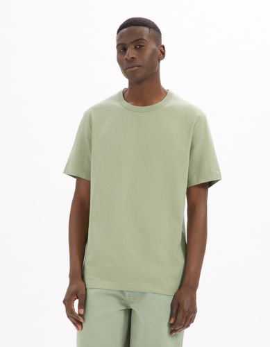 T-shirt boxy col rond 100% coton - vert - camaieu - Modalova