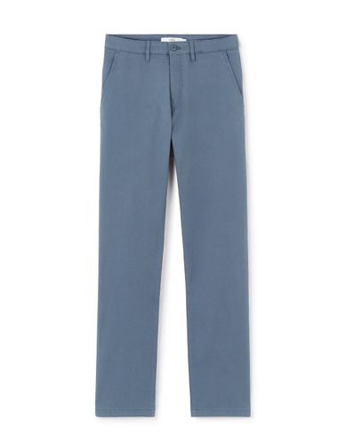 Pantalon chino straight en coton stretch - bleu - camaieu - Modalova