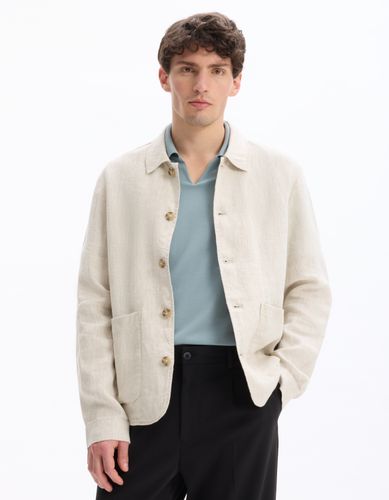 Veste col chemise 100% lin - camaieu - Modalova