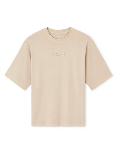 T-shirt col rond 100% coton - beige - camaieu - Modalova