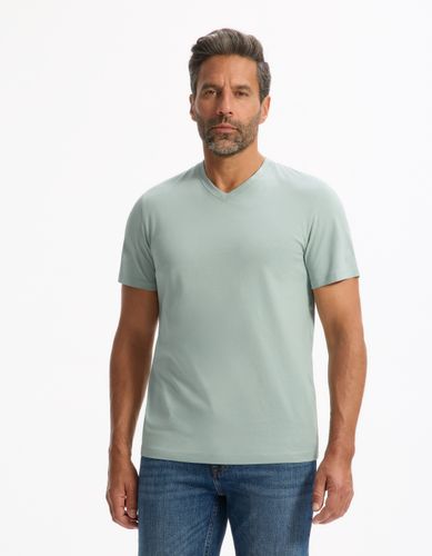 T-shirt straight col v 100% coton - camaieu - Modalova