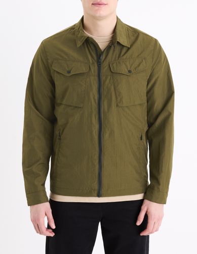 Blouson zippé col chemise - kaki - camaieu - Modalova