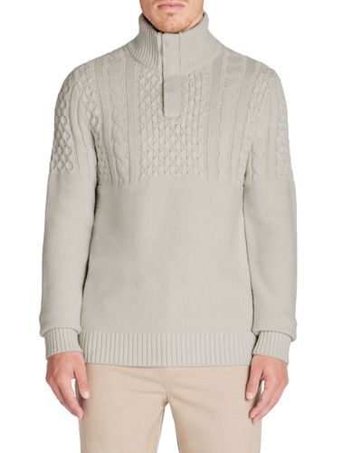 Pull col montant regular coton mélangé - blanc - camaieu - Modalova