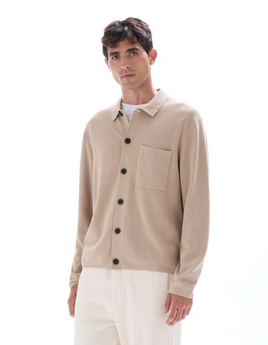 Surchemise en maille unie - beige - camaieu - Modalova