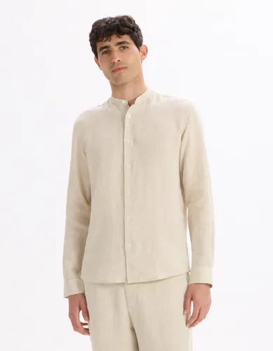 Chemise regular col mao 100% lin - camaieu - Modalova