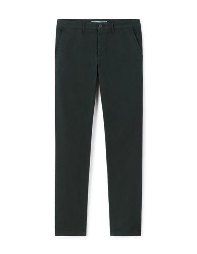 Pantalon chino slim en coton stretch - vert foncé - camaieu - Modalova