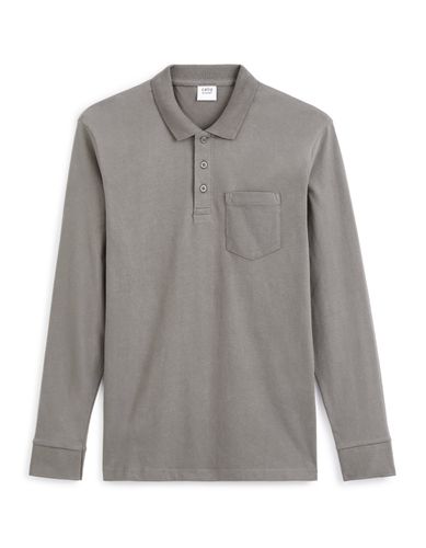 Polo jersey manches longues en coton - gris - camaieu - Modalova