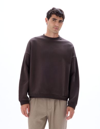 Sweat oversize col rond fantaisie - noir - camaieu - Modalova