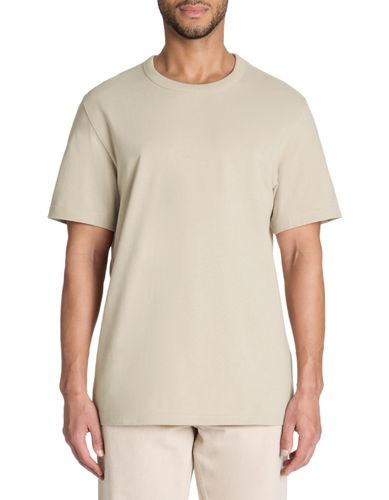 T-shirt boxy col rond 100% coton - beige - camaieu - Modalova
