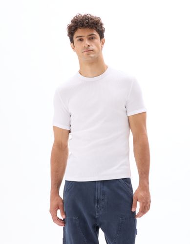 T-shirt slim col rond coton stretch côtelé - camaieu - Modalova