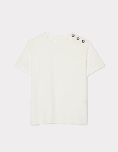 T-shirt boutonné en coton épais - écru - camaieu - Modalova