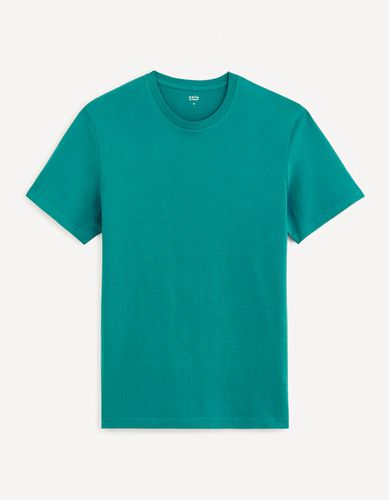 T-shirt col rond en coton - bleu pétrole - celio - Modalova