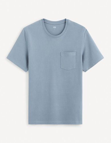 T-shirt col rond straight 100% coton - bleu - celio - Modalova
