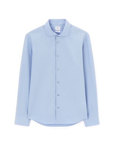 Chemise slim unie en coton - bleu - celio - Modalova