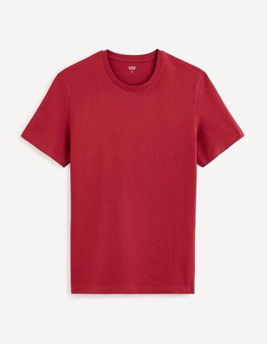 T-shirt col rond 100% coton - bordeaux - celio - Modalova