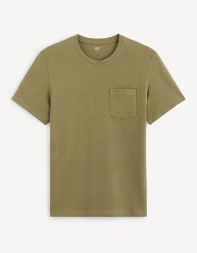 T-shirt col rond straight 100% coton - kaki - celio - Modalova
