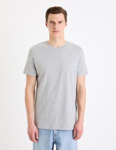T-shirt version longue coton mélangé - gris chine - celio - Modalova