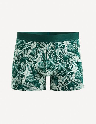 Boxer motifs palmiers en coton stretch - vert - celio - Modalova