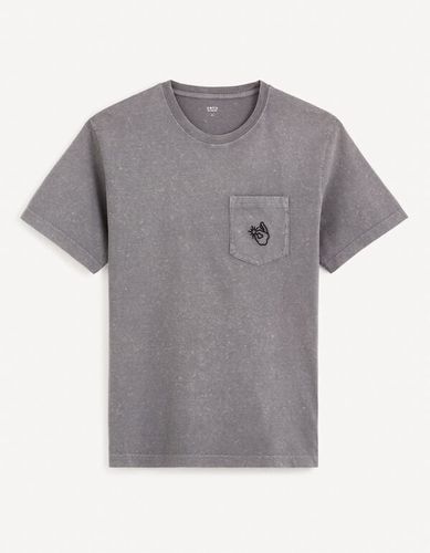 T-shirt col rond 100% coton - gris - celio - Modalova