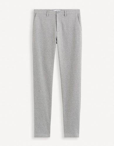 Pantalon chino en maille - gris - celio - Modalova