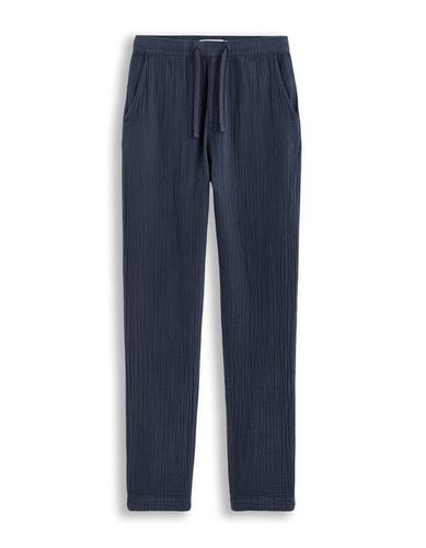 Pantalon gaze de coton - marine - camaieu - Modalova