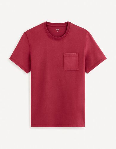 T-shirt col rond en coton - bordeaux - celio - Modalova