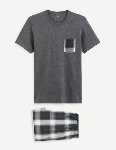 Pyjama haut et bas coton mélangé - anthracite - celio - Modalova