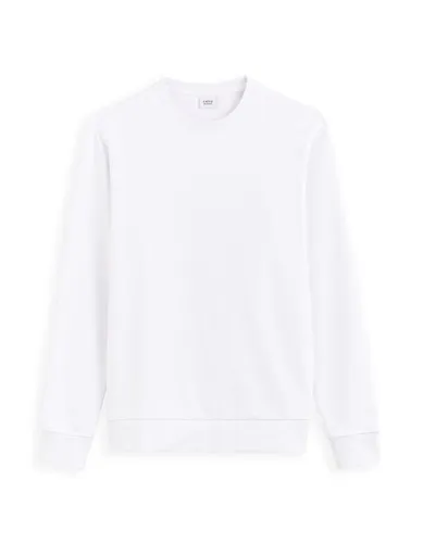 Sweat col rond en coton - blanc - camaieu - Modalova