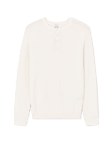 Pull col rond 100% coton - beige - camaieu - Modalova