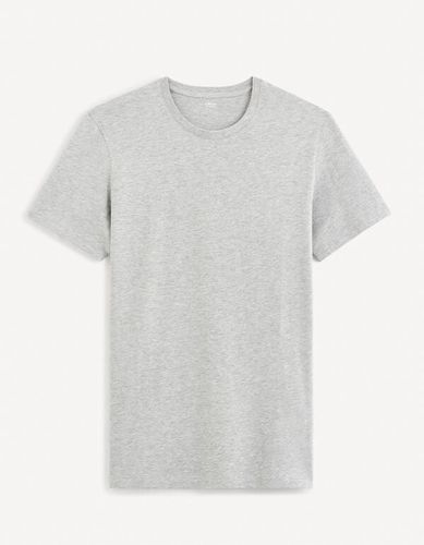 T-shirt version longue coton mélangé - gris chiné - celio - Modalova