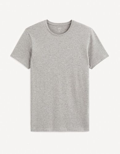 T-shirt col rond coton viscose stretch - gris chiné - celio - Modalova