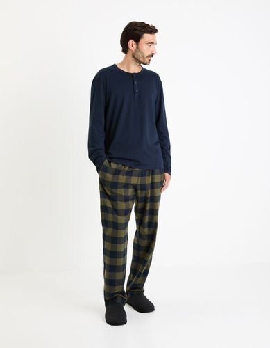 Pyjama 100% coton - vert et marine - celio - Modalova